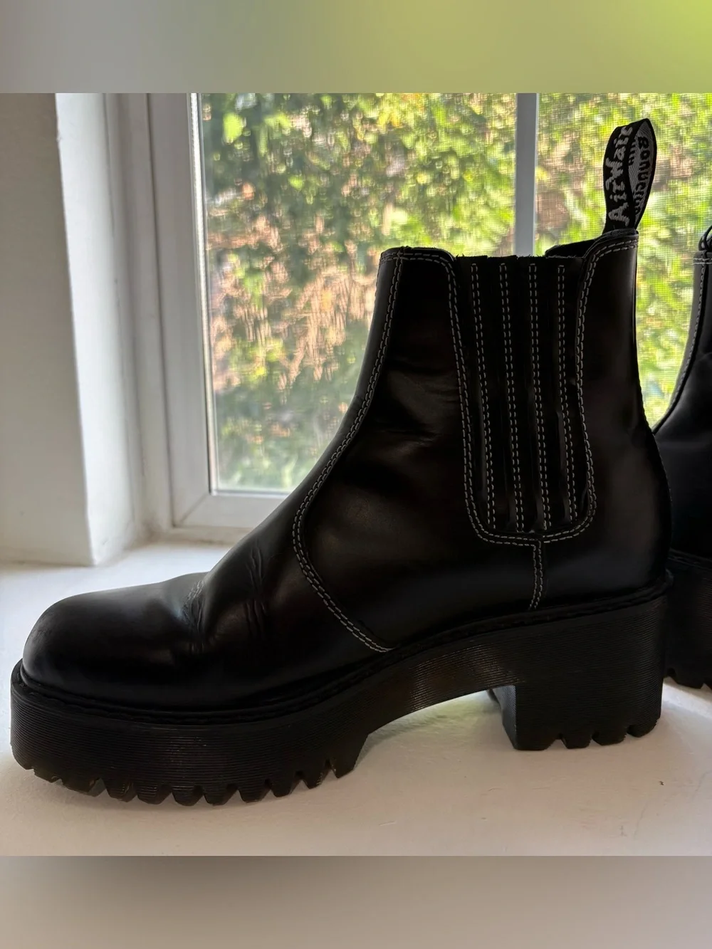 Dr. Martens Black Leather Platform Chelsea Booties